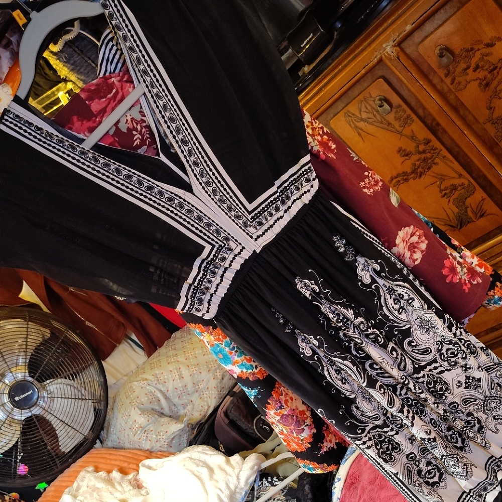 Black and White Embroidered Dress